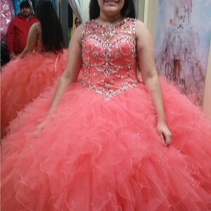 Elegant Coral Teenager 15 dress